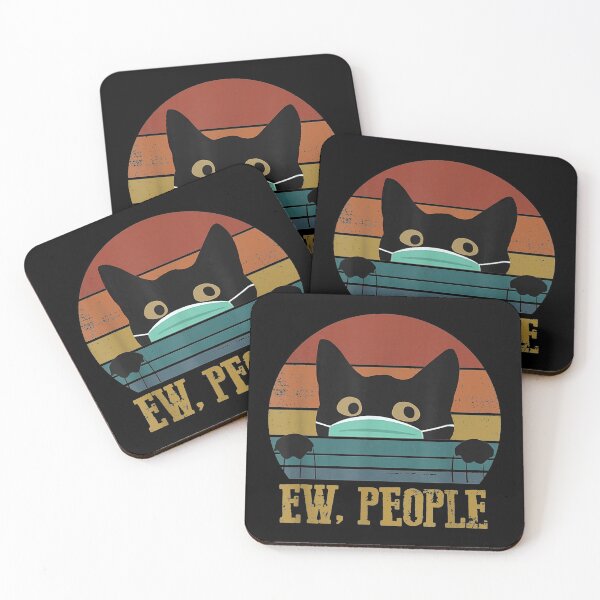 Item preview, Ew People Black Cat Funny Vintage Anti Social Introvert designed and sold by lindaskowronek.