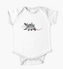 Momma Opossum with Babies - Taking a Walk! Short Sleeve Baby One-Piece