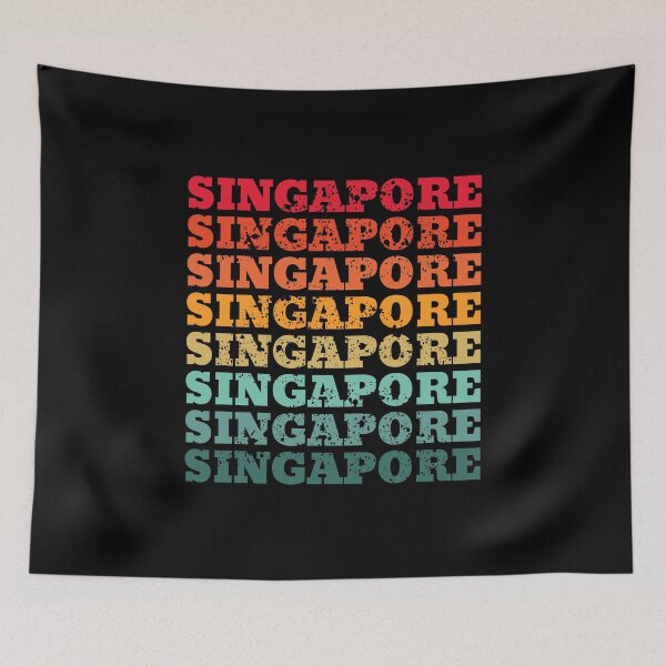 Item preview, Singapore - repeated retro vintage sunset colors with a distressed design effect designed and sold by Rhu Creations.