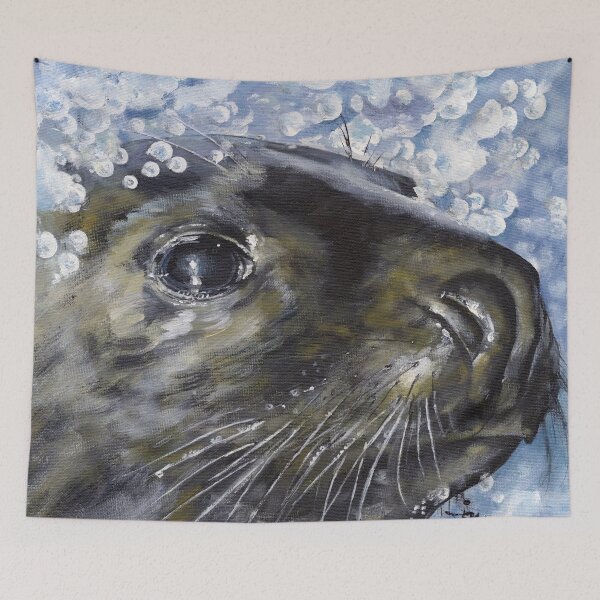 Item preview, Closeup of Grey Seal head in sea spray. designed and sold by janesg.