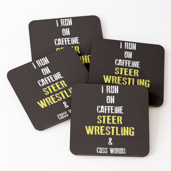 Item preview, I Run On Caffeine Steer Wrestling And Cuss Words, Steer Wrestling Quote, Steer Wrestling Design, Funny Steer wrestling designed and sold by Aerial Addicts.