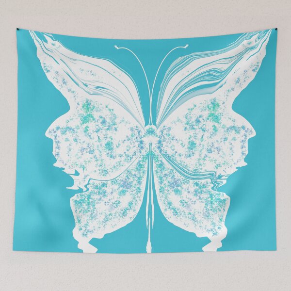 Item preview, Turquoise blue and white abstract butterfly designed and sold by Diane Hunter Art.