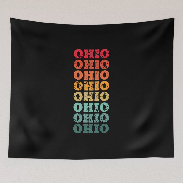 Item preview, Ohio - repeated retro vintage sunset colors with a distressed design effect designed and sold by Rhu Creations.