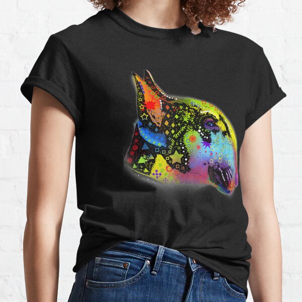 Lustige Bullterrier stellen Pop-Art-Malerei gegenüber Classic T-Shirt