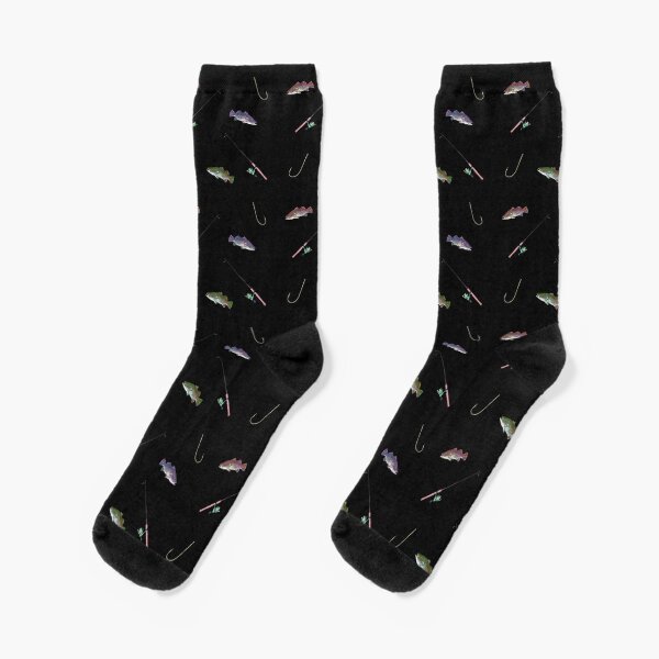 Fish - Fishing Pole and Hook Pattern Socks