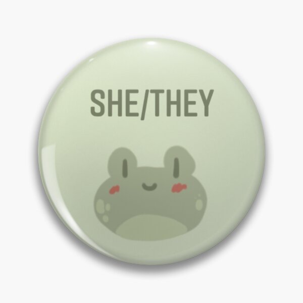Item preview, she/they pronouns frog designed and sold by leah - phrogfaery<3.