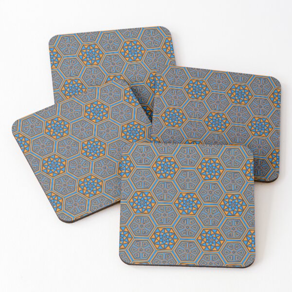 Item preview, Festival Party Design - Hexagons Stars Triangles - Orange Blue Grey designed and sold by NoMatterLab.