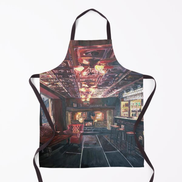 Item preview, Romantic Night at Rustic Fireside Bar Scene with Village Street View designed and sold by artshop77.