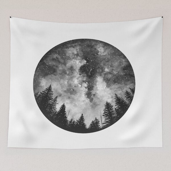 Item preview, Watercolor Forest Galaxy / Monochrome / Circle / Night Sky / Galaxy / Stars / Sticker Sticker / Light designed and sold by AnnaWander.