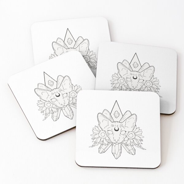 Item preview, Cat with crystals & flowers designed and sold by Gemd0gs.