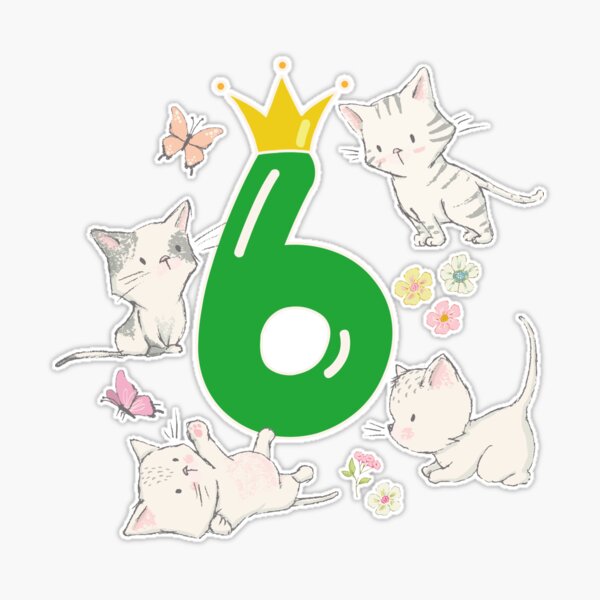 Cumpleaños 2 años niño niña gato corona número' Pegatina