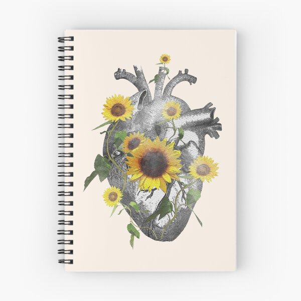 Item preview, Human Heart with sunflower, yellow flowers for blooming heart, watercolor effect designed and sold by Collagedream.