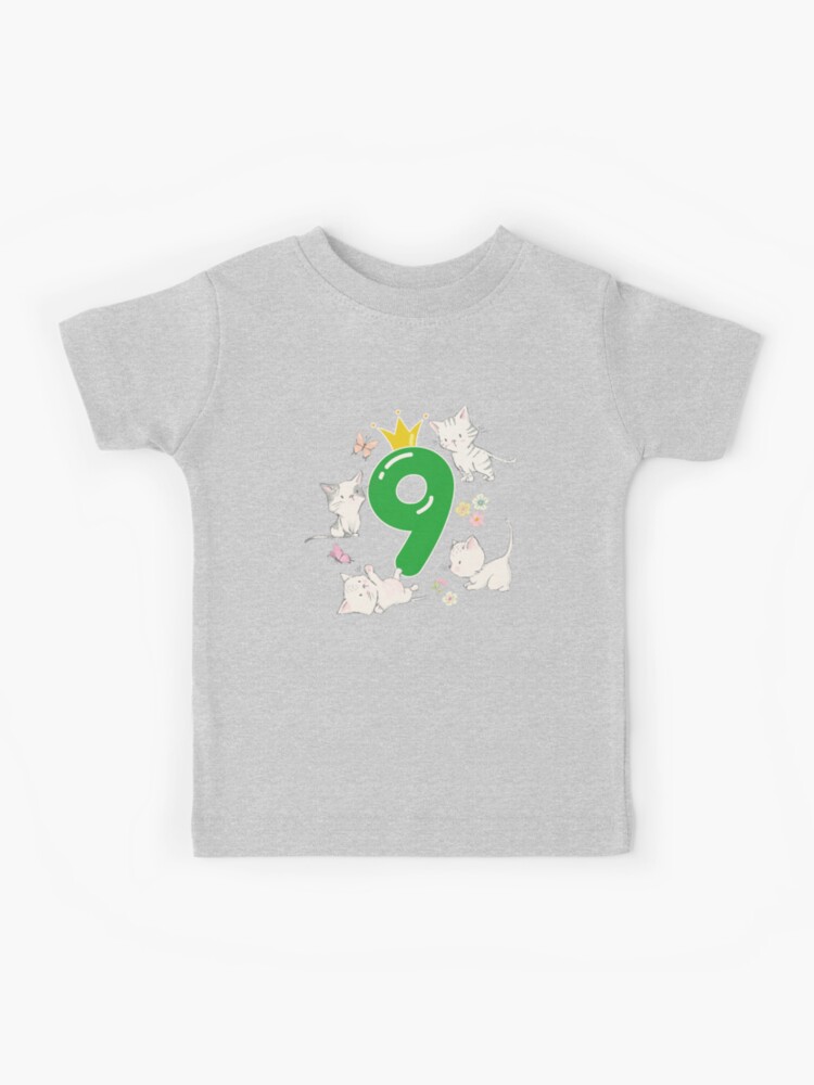 T-shirt enfant avec l'œuvre « Anniversaire 1 an garçon fille figure chat  couronne ballons » de l'artiste catsandmore