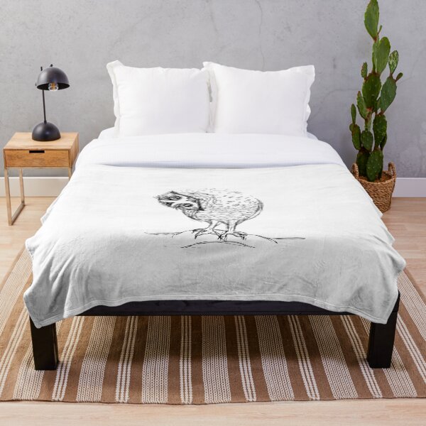 Item preview, An owl tilted her head sideways, drawing black lines on a white background designed and sold by mlanaa.