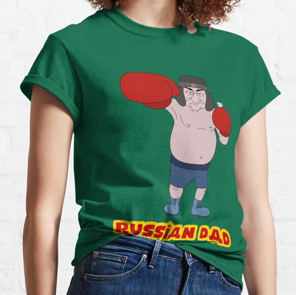 Russian Dad - Boxing gloves, Russian hat and a shot glass Classic T-Shirt