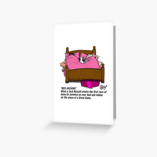 BED JACKING, when your dog likes your bed best Greeting Card