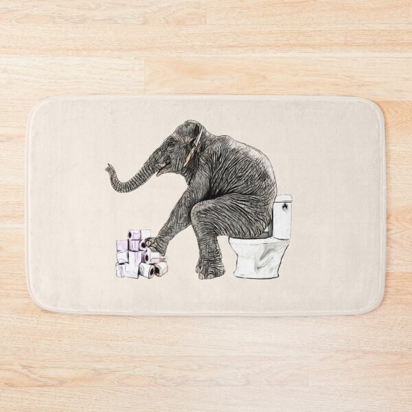 Item preview, Elephant at the toilet, funny,  designed and sold by Collagedream.