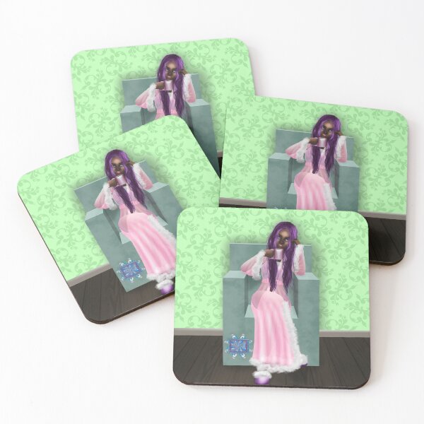 Item preview, Anime Melanin lady in elegant robe and coffee designed and sold by ghostflowerl.