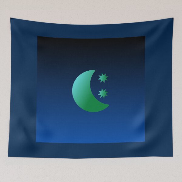 Item preview, Blue and Green Gradient Crescent Moon and Stars with Gradient Sky designed and sold by ShaunSandhu.