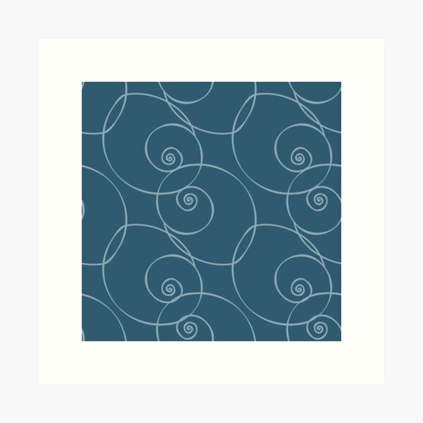 Abstract Nautilus Shells on Blue Art Print