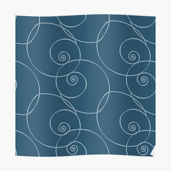 Abstract Nautilus Shells on Blue Poster