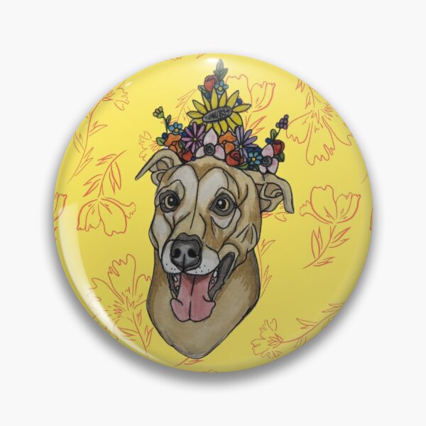 Artikelvorschau, Trunks den Hund mit Blumenkrone und gelbem Hintergrund entworfen und verkauft von AlissaLavish.