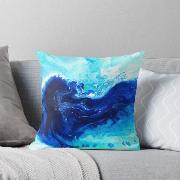 Item preview, abstract blue turquoise aqua wave ocean painting on round canvas - Mosman Bay designed and sold by Antuanelle.