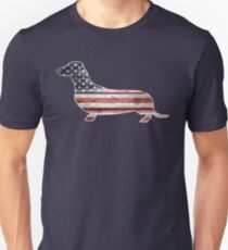 Patriotic Dachshund Dog, American Flag Unisex T-Shirt
