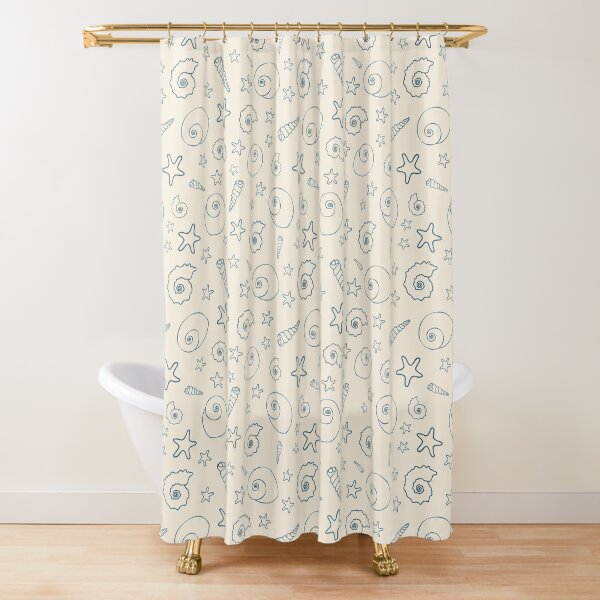 Blue Shells and Starfish Shower Curtain