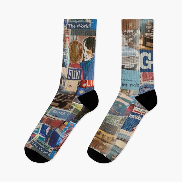 Item preview, Blue Retro Art Collage  designed and sold by EdenLiving.