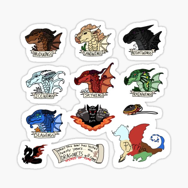 Artikel-Vorschau von (ALT) Wings of Fire Pyrrhia-Aufkleberpaket, designt und verkauft von Cali.Creature.