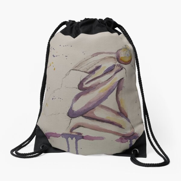 Dancer minimalist watercolor portrait Drawstring Bag