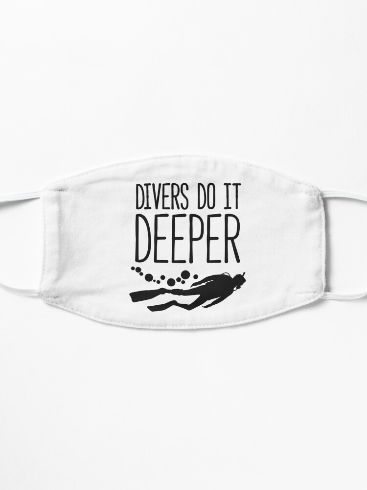 Alternate view of "Divers do it deeper" funny face mask Mask