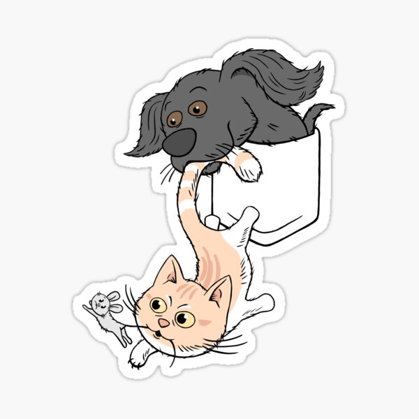 Pocket Dog, Cat, and Mouse Sticker