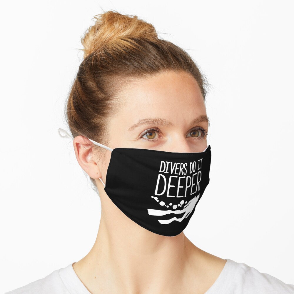 "Divers do it deeper" black face mask Mask