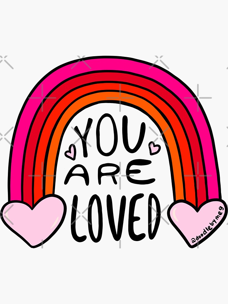 Rainbow Doodle Hearts Vinyl