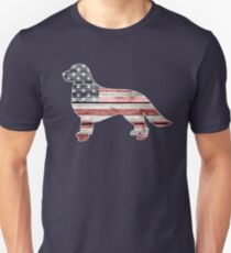 Patriotic Golden Retriever, American Flag Unisex T-Shirt