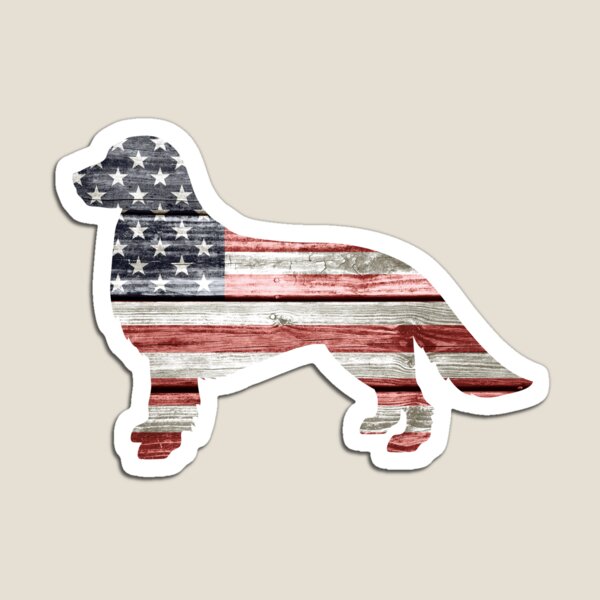 Patriotic Golden Retriever, American Flag Magnet