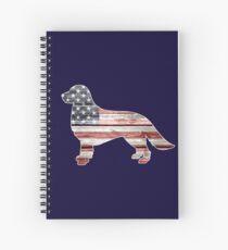 Patriotic Golden Retriever, American Flag Spiral Notebook