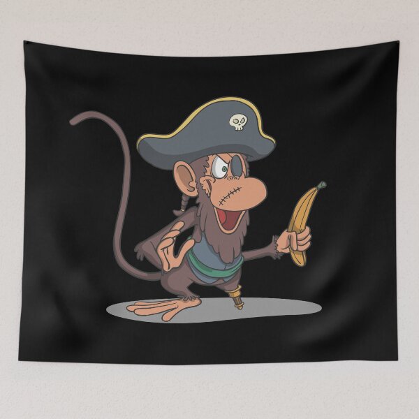 Item preview, Monkey as a pirate with wooden leg and banana designed and sold by Monkey Ful.