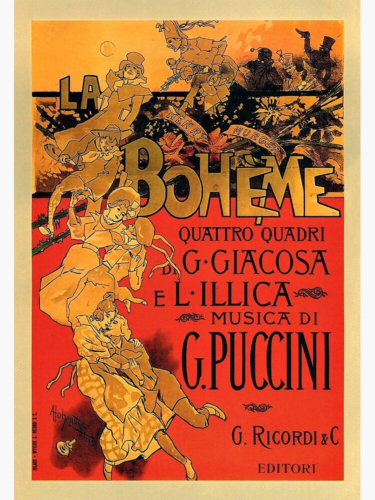 Vintage Art Nouveau La Boheme Opera Music Poster