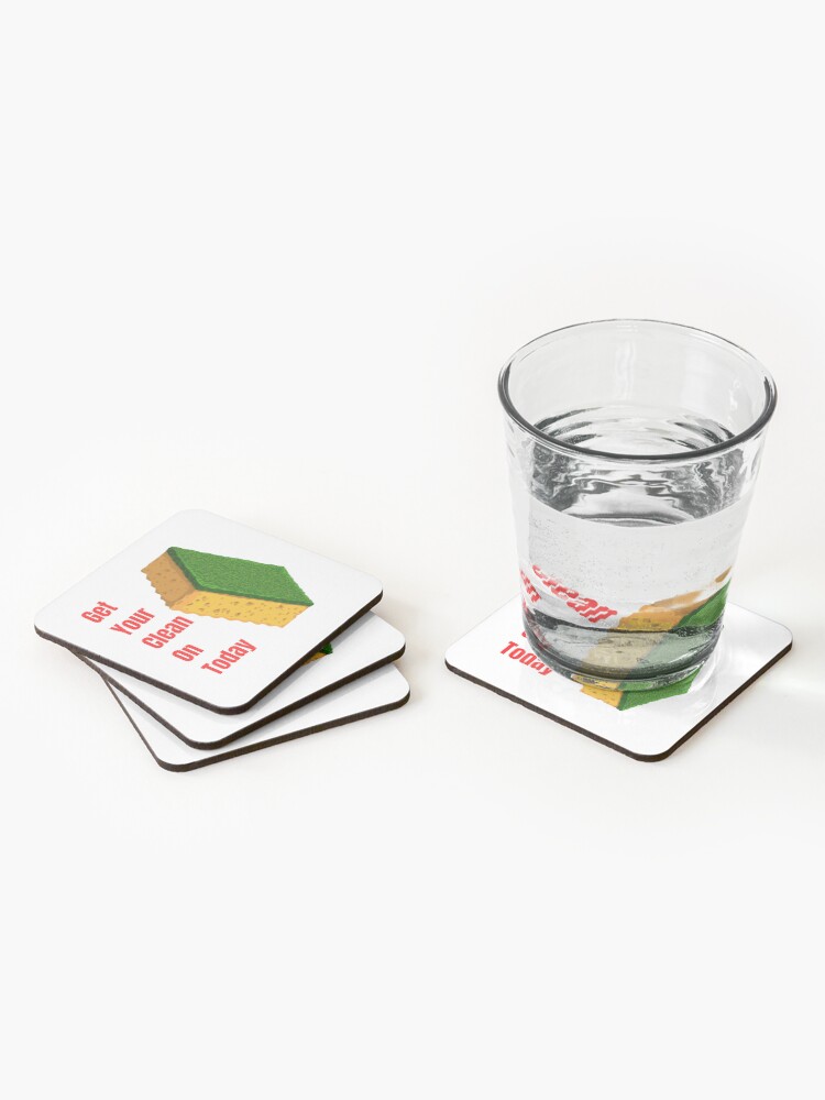 Thumbnail 2 of 5, Coasters (Set of 4), Get Your Clean On Today Funny saying T-shirt Classic designed and sold by lhousshop.