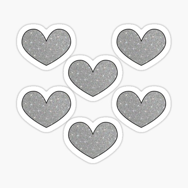 Black and Silver Glitter Heart Stickers Graphic by Magnolia Blooms