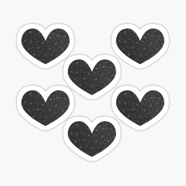 Silver Glitter Heart Stickers for Sale