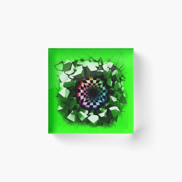 Item preview, Green Optical Illusion of a holographic 3d Ripped Hole inside tops, cases, posters, etc. designed and sold by YourIllusion.
