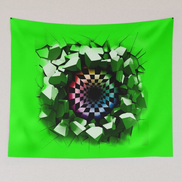 Item preview, Green Optical Illusion of a holographic 3d Ripped Hole inside tops, cases, posters, etc. designed and sold by YourIllusion.