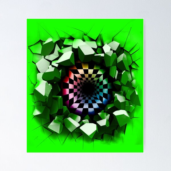 Item preview, Green Optical Illusion of a holographic 3d Ripped Hole inside tops, cases, posters, etc. designed and sold by YourIllusion.