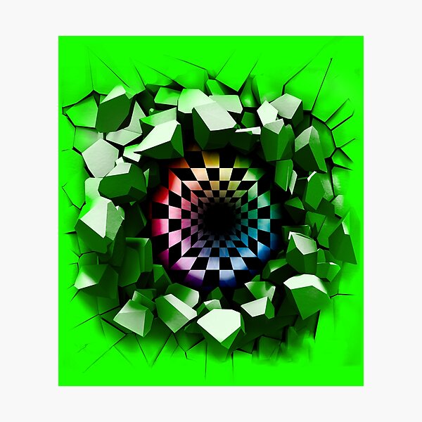 Item preview, Green Optical Illusion of a holographic 3d Ripped Hole inside tops, cases, posters, etc. designed and sold by YourIllusion.