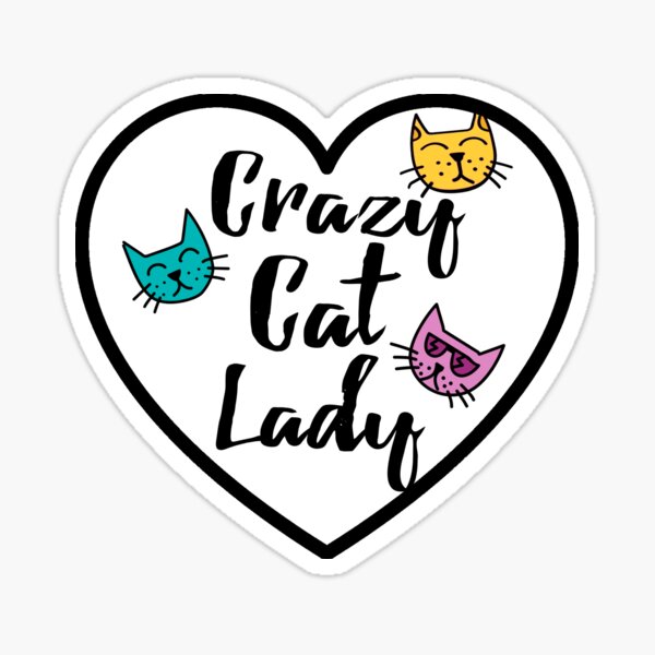 Item preview, Crazy Cat Lady Heart Sticker Girly Love designed and sold by Bebichic.