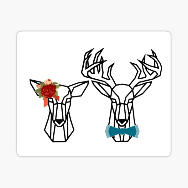 "Mr. and Mrs. Deer" Sticker by lifeofalostmuse Redbubble